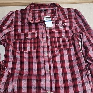 Coogi Women's flannel snap button shirt NWT XL